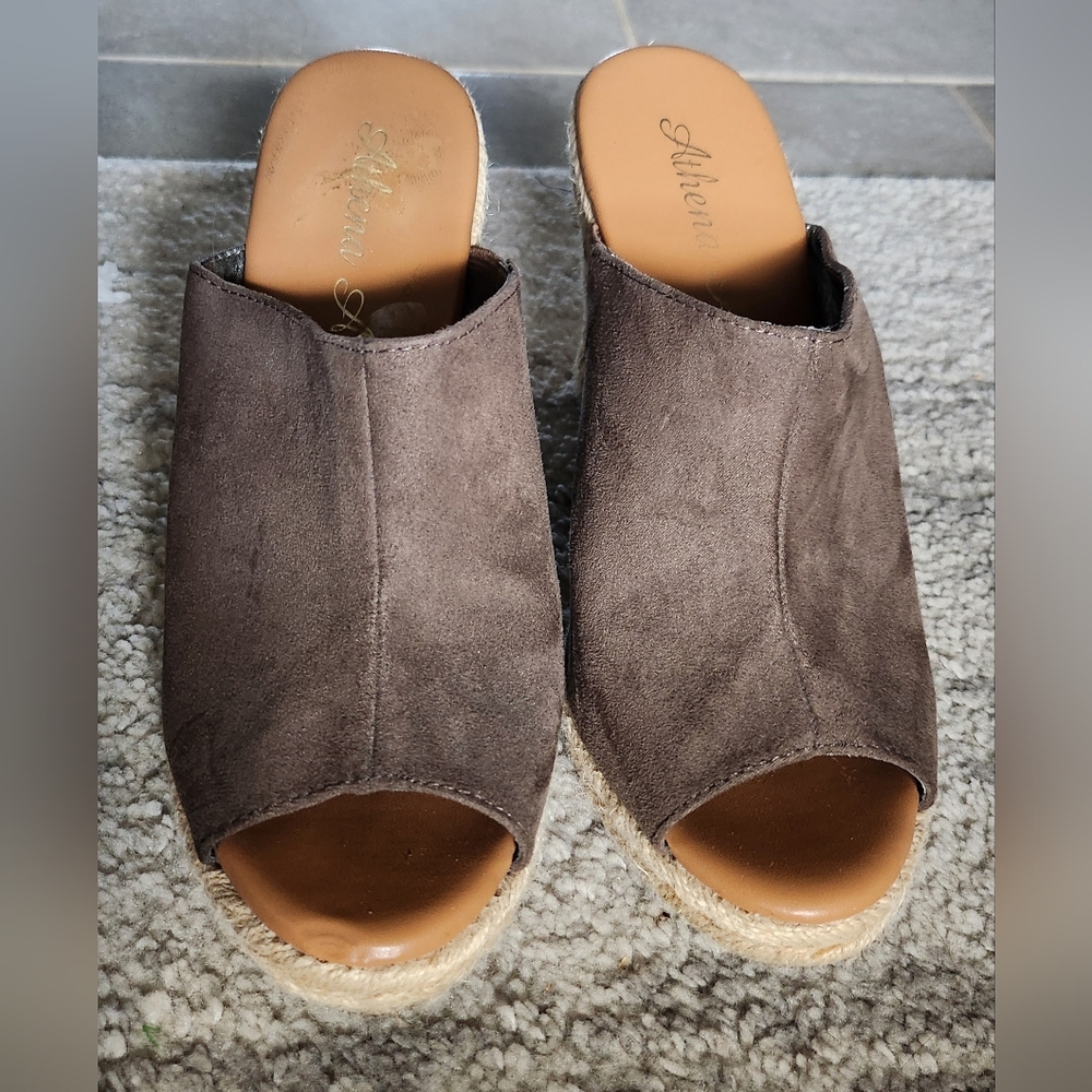 Athena Alexander Brown Wedge Sandals